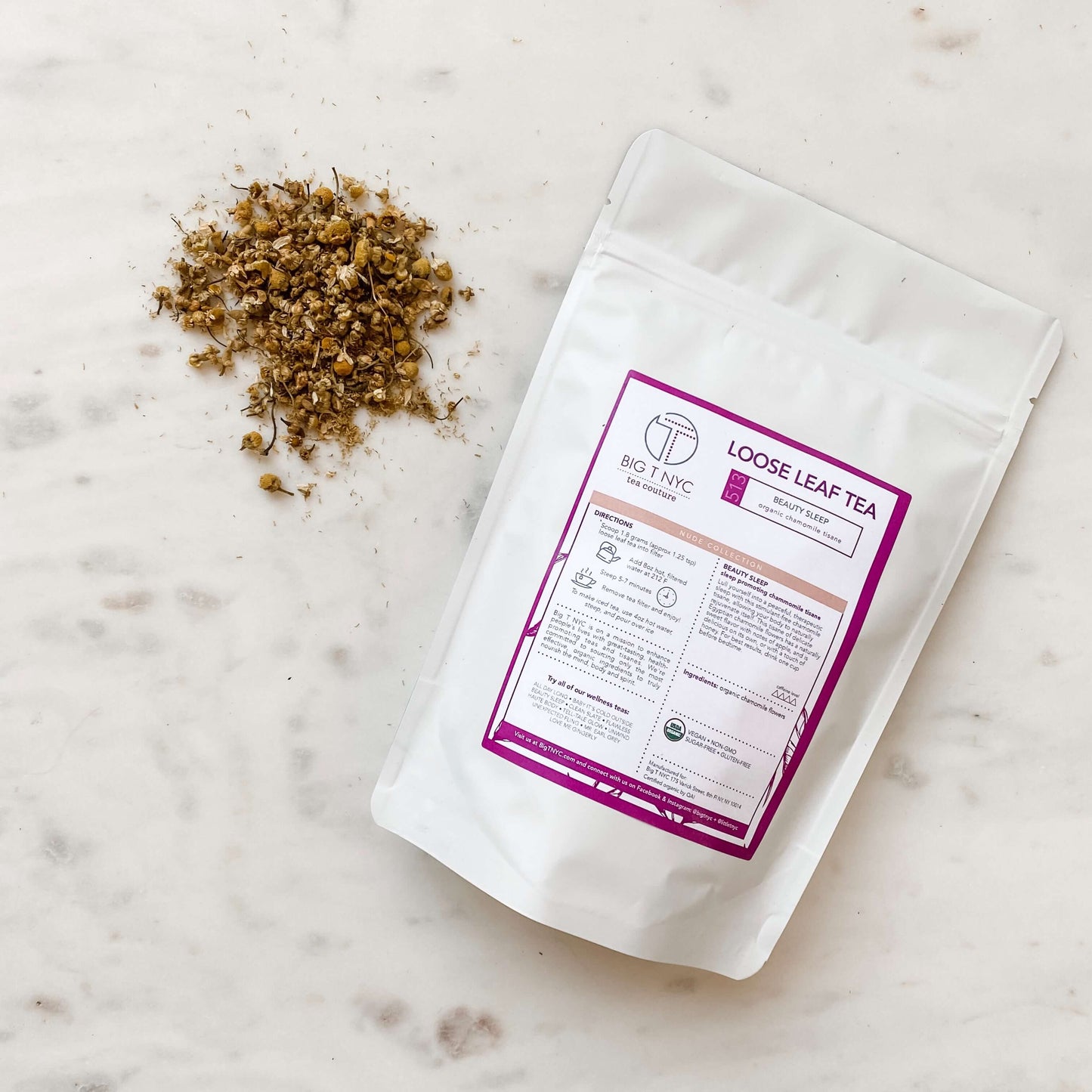 Organic Chamomile <br> BEAUTY SLEEP <br> Sleep-Promoting Tisane, Loose Leaf, Big T NYC, Big T NYC