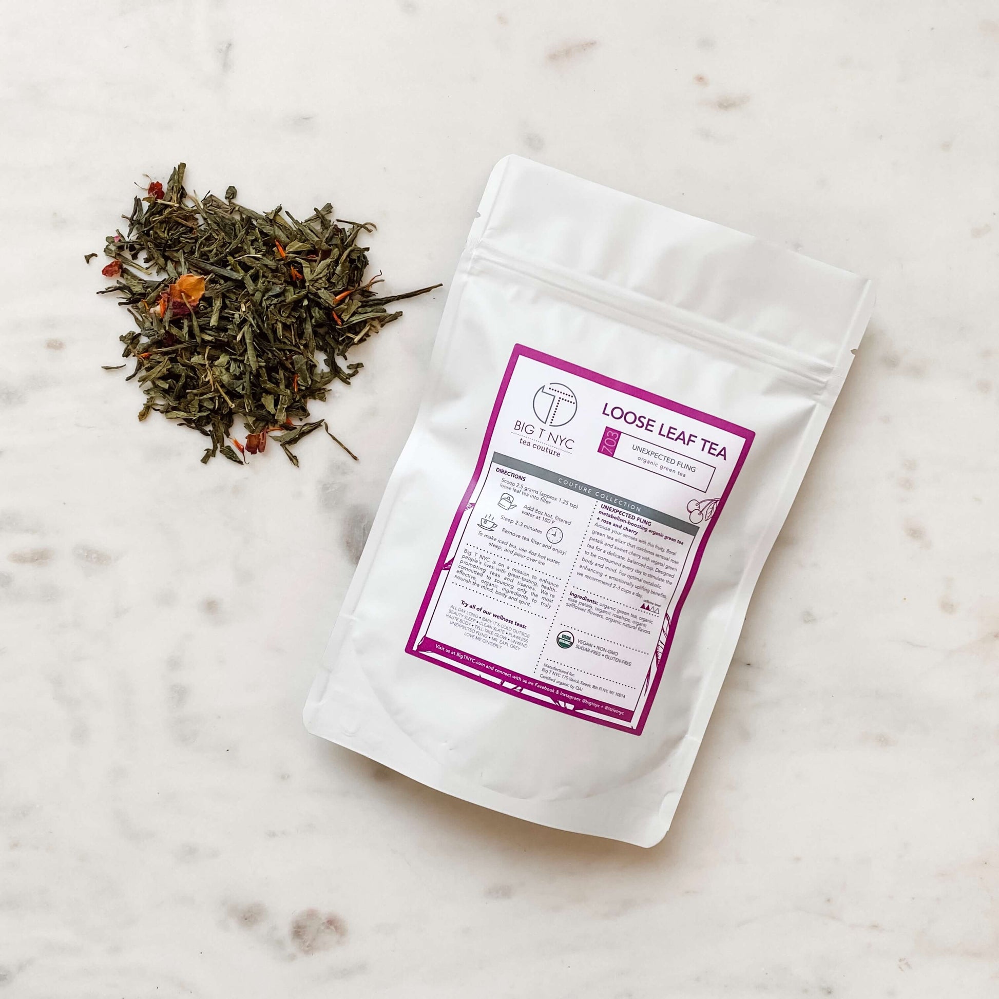 Organic Green Tea <br> UNEXPECTED FLING <br> Metabolism-Boosting Tea, Loose Leaf, Big T NYC, Big T NYC